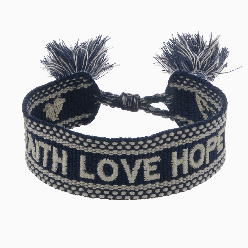 Engelsrufer Faith Love Hope bratara bumbac reglabila