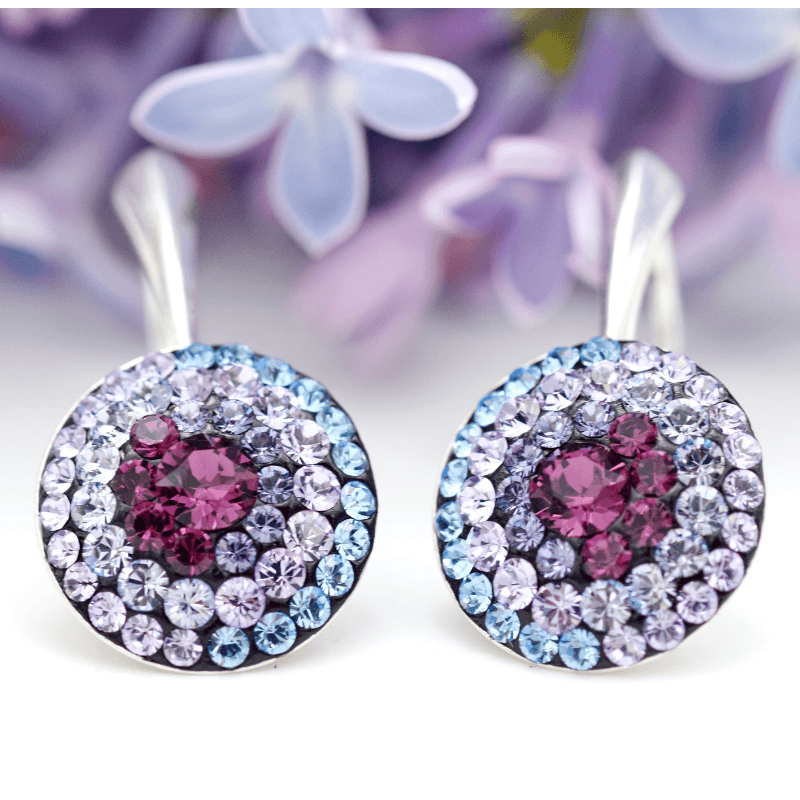 Margeluta.dincristal Chaton Regal Purple cercei argint 925 mov 14 mm