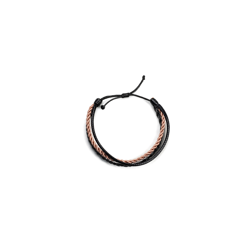 CrisFeather BulbSkin brățară piele negru-bej reglabilă