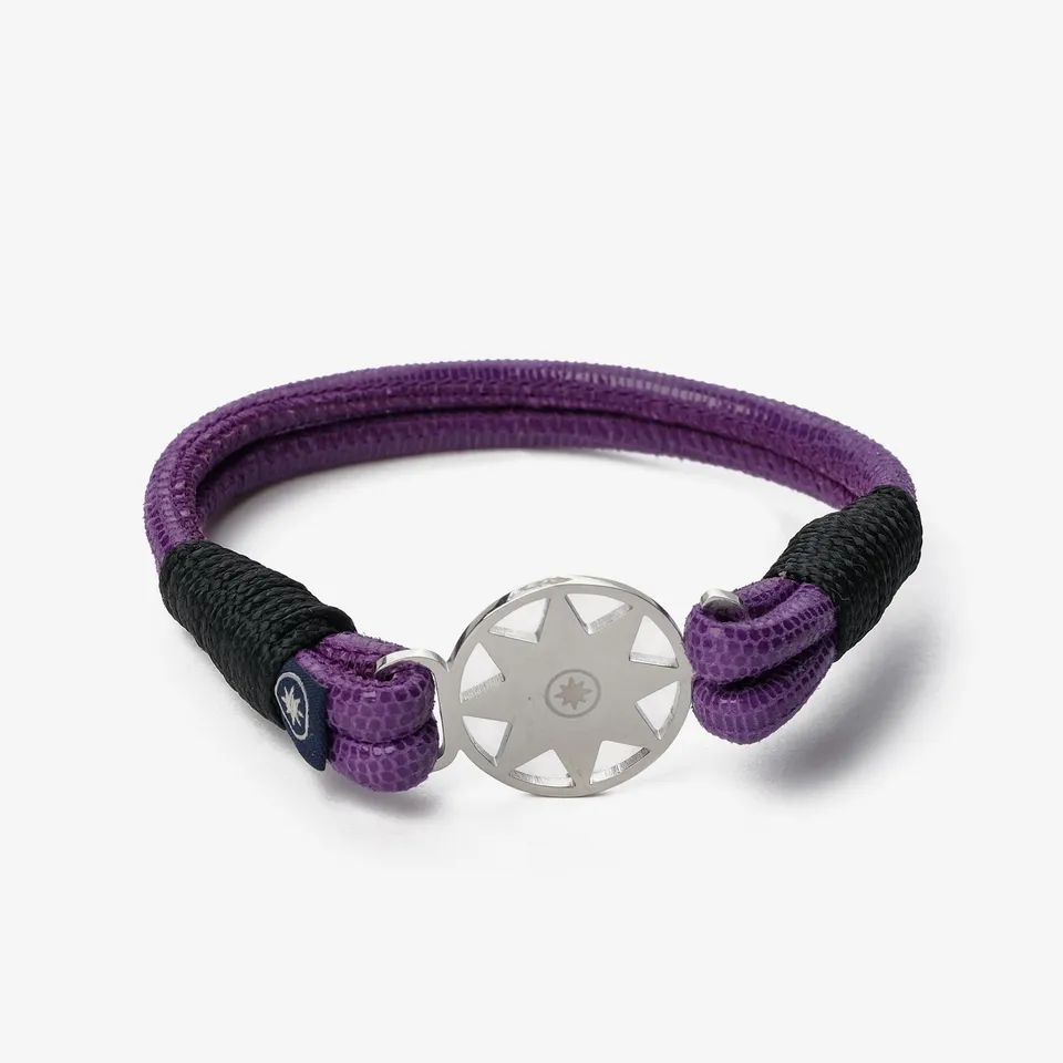 Old Skipper Violet Horizon North Star bratara piele nappa violet-negru
