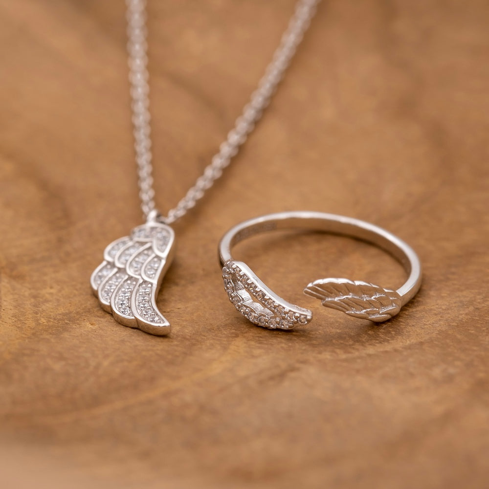 Engelsrufer Flügel colier argint auriu zirconia aripa