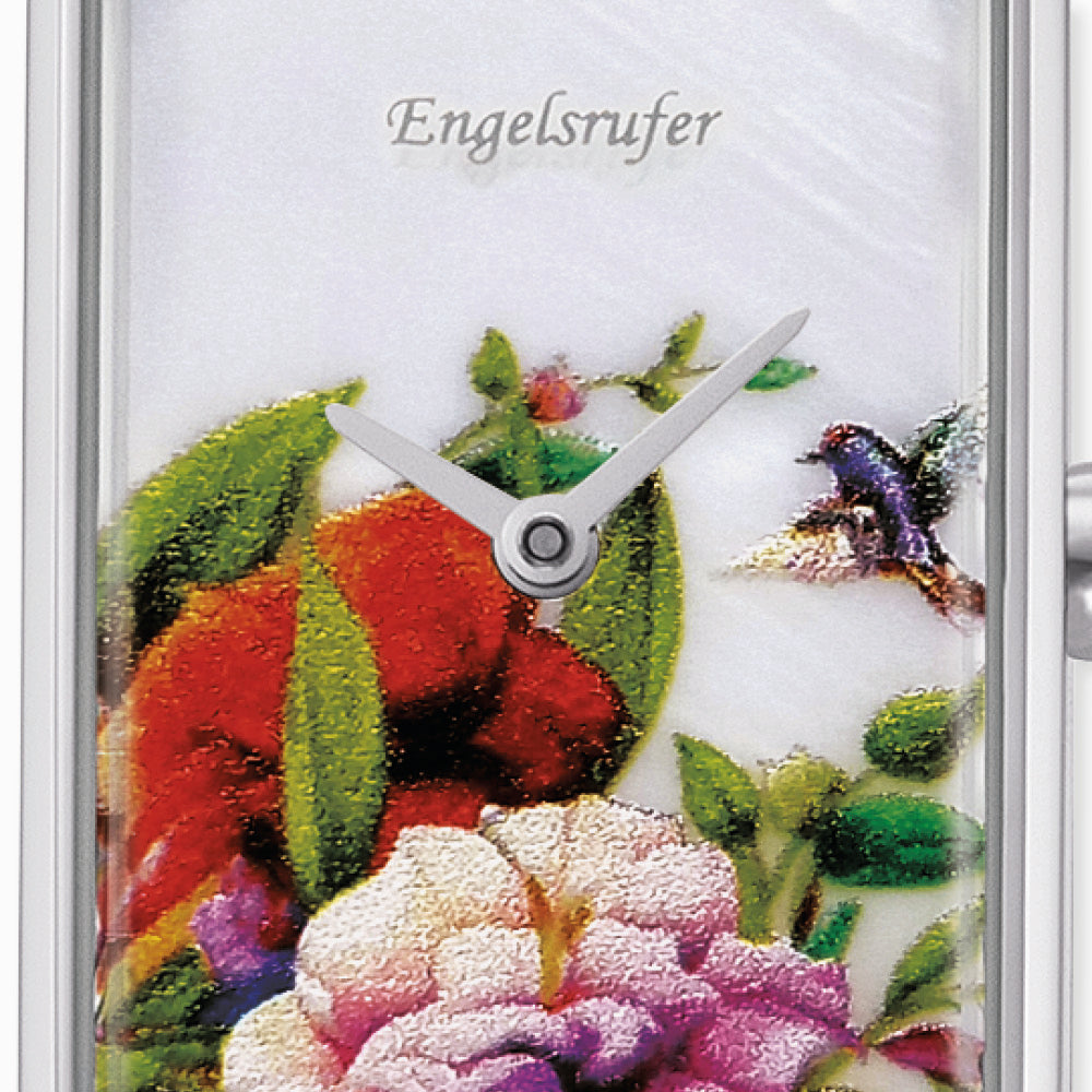 Engelsrufer Romantic Garden Blume ceas damă piele neagră