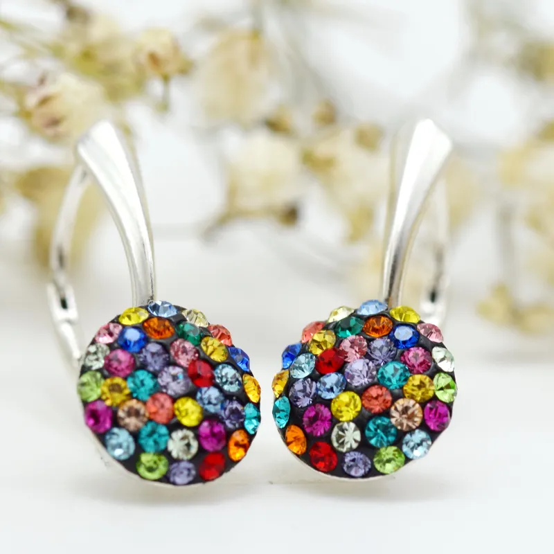 Margeluta.dincristal Mini Chaton Multicolor cercei argint 925 albastru