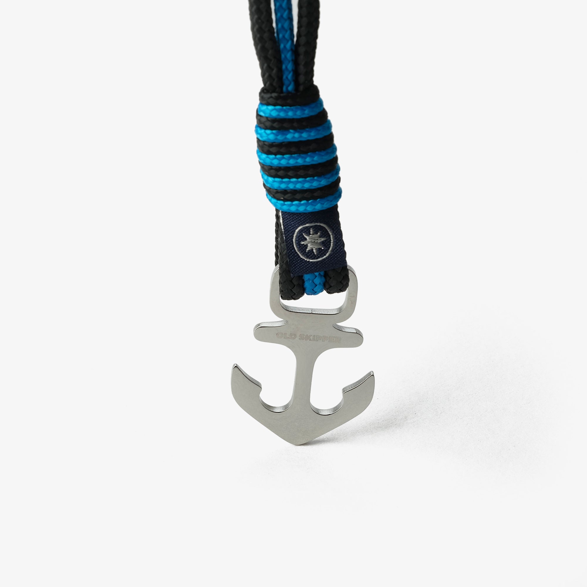 Old Skipper Azure Marine bratara snur ancora negru-albastru