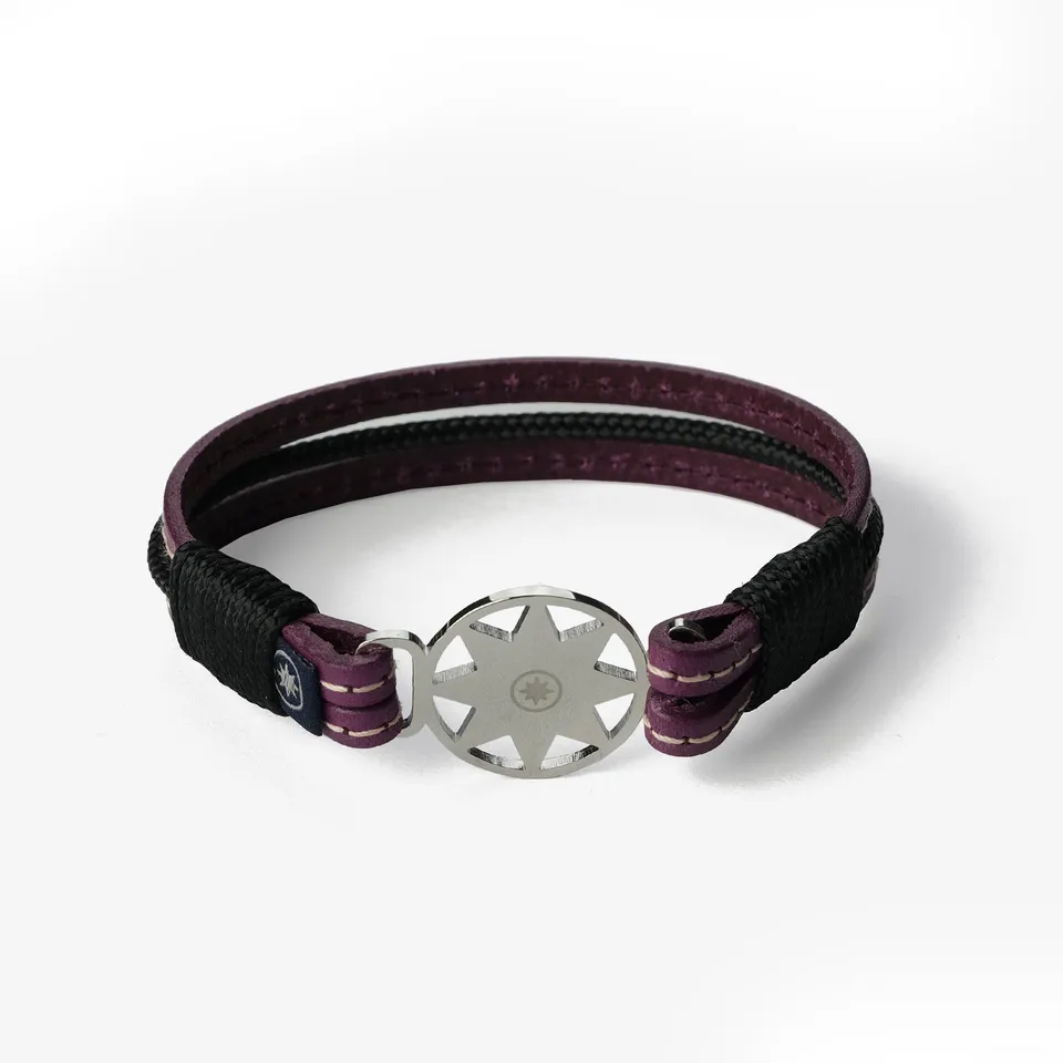 Old Skipper Plum Dream bratara piele mov stea nordica