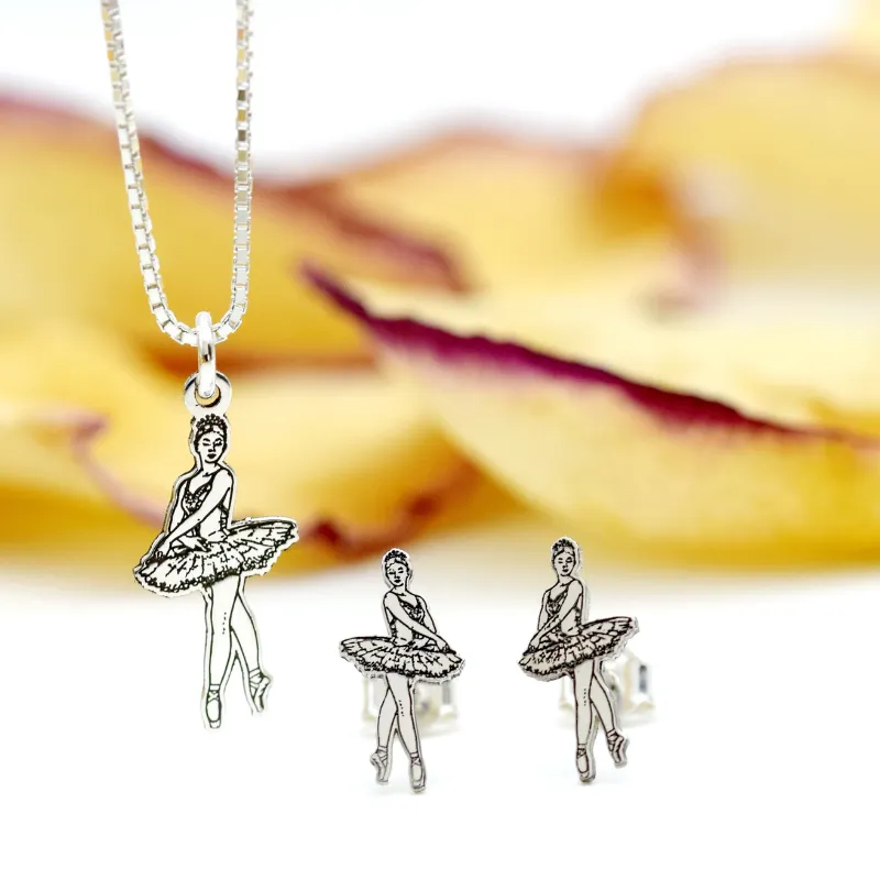 Margeluta.dincristal Balerina set lantisor si cercei argint