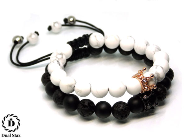 Dualstax No.6 bratari cuplu howlite lava 2 buc