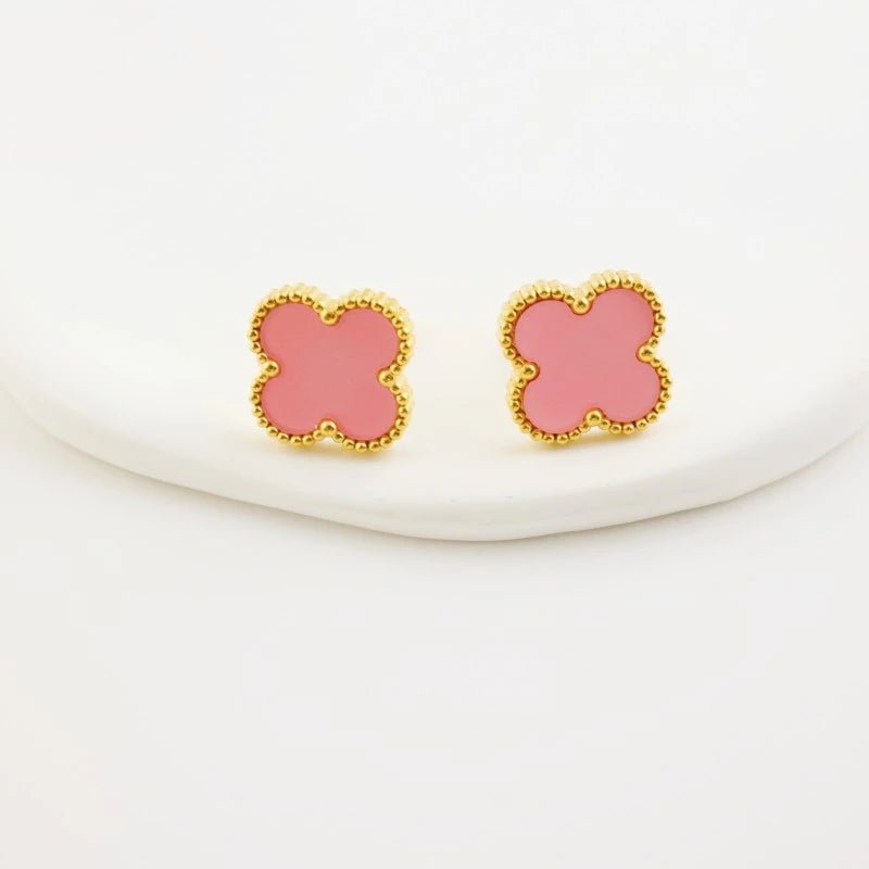 Rafini Flowers cercei roz placați aur 18K