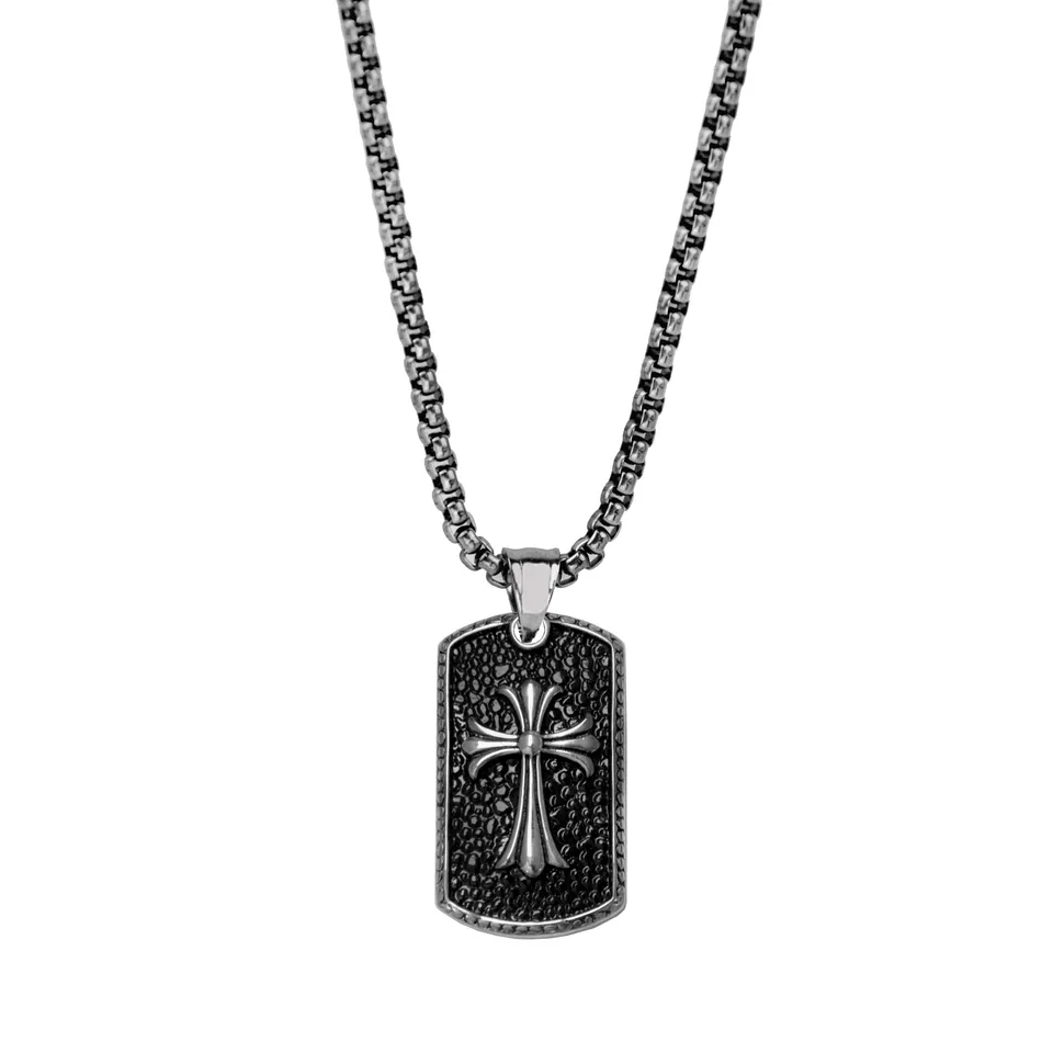 Frank 1967 Cross Dog Tag colier barbati otel