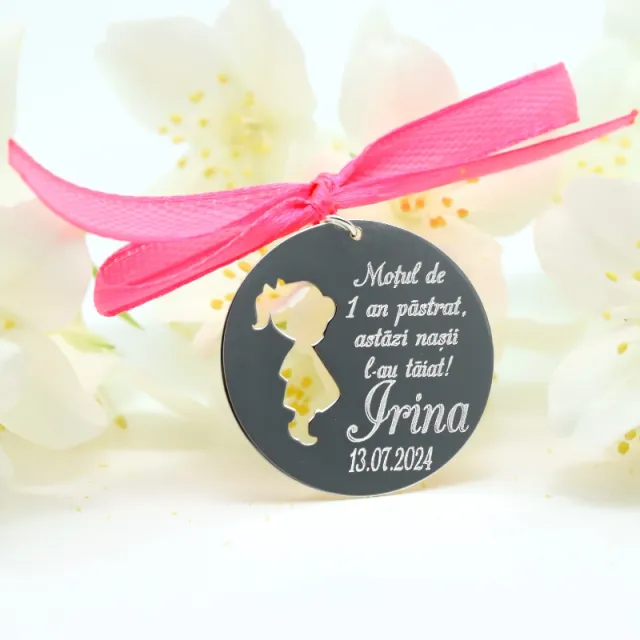 Margeluta.dincristal banut fetita argint 925 personalizat mot botez
