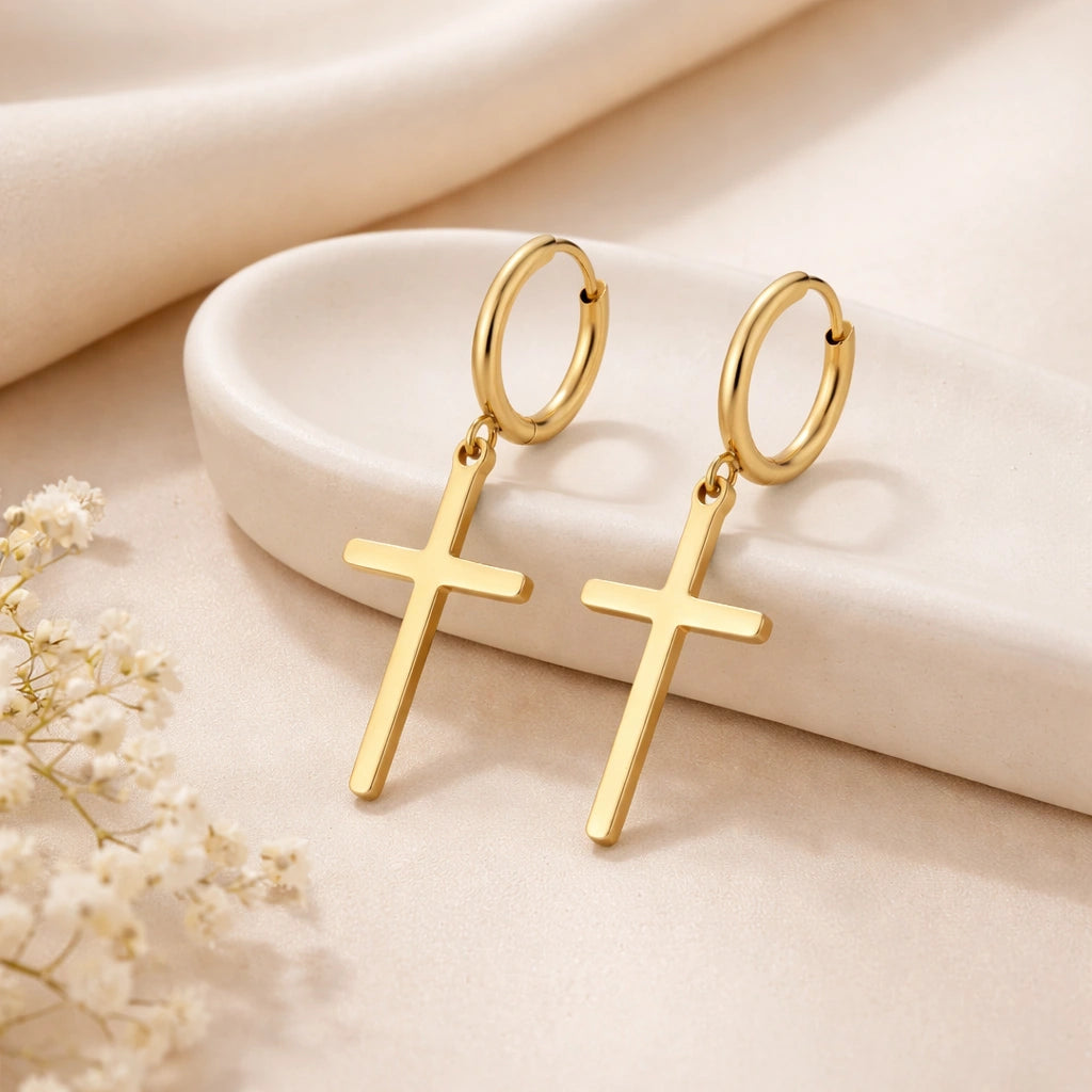 Rafini Gold Cruce cercei aurii 18K