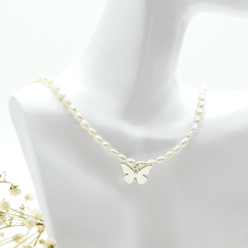Margeluta Fluturas colier perle cultura argint 925 choker