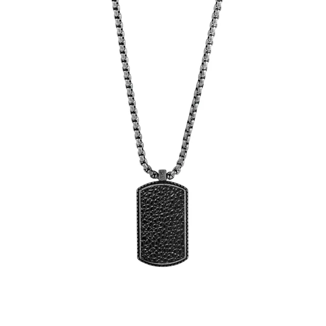 Frank 1967 colier dog tag negru 70 cm oțel