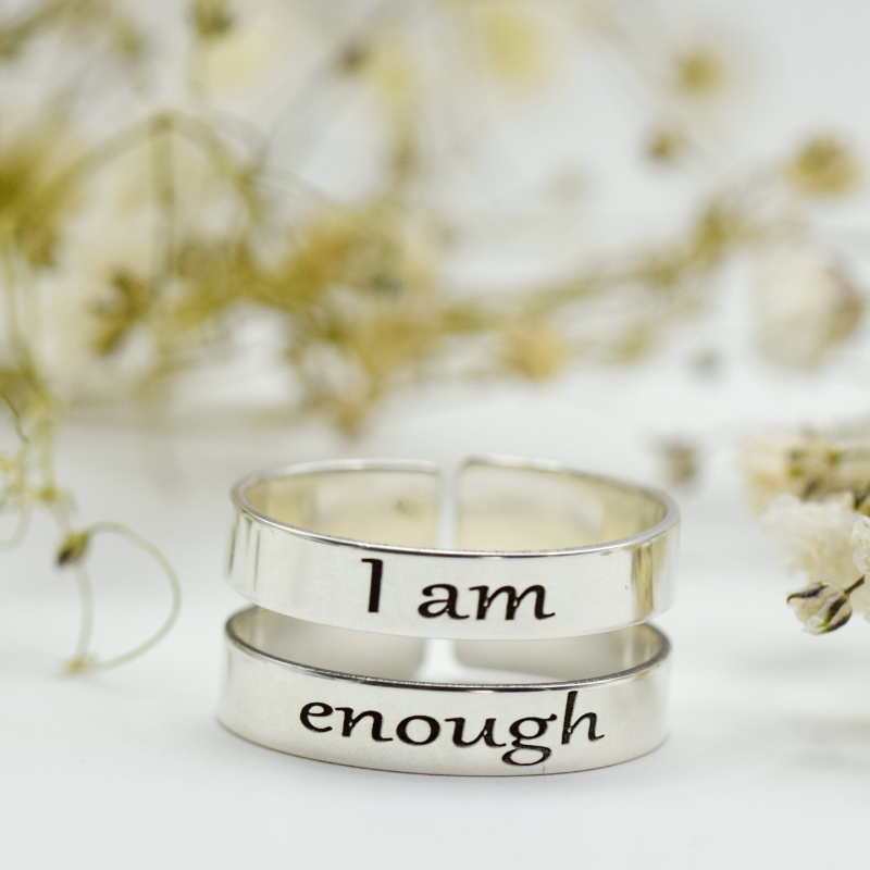Margeluta.dincristal I am enough inel reglabil gravat argint 925