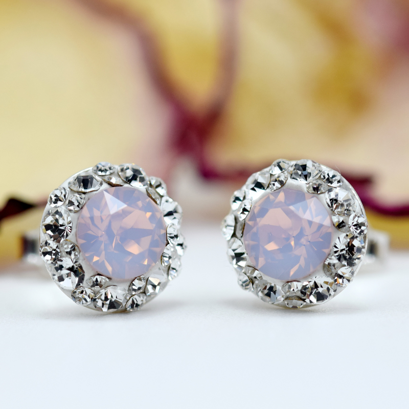 Margeluta.dincristal Chaton Ball Crystal cercei argint 925 rose opal