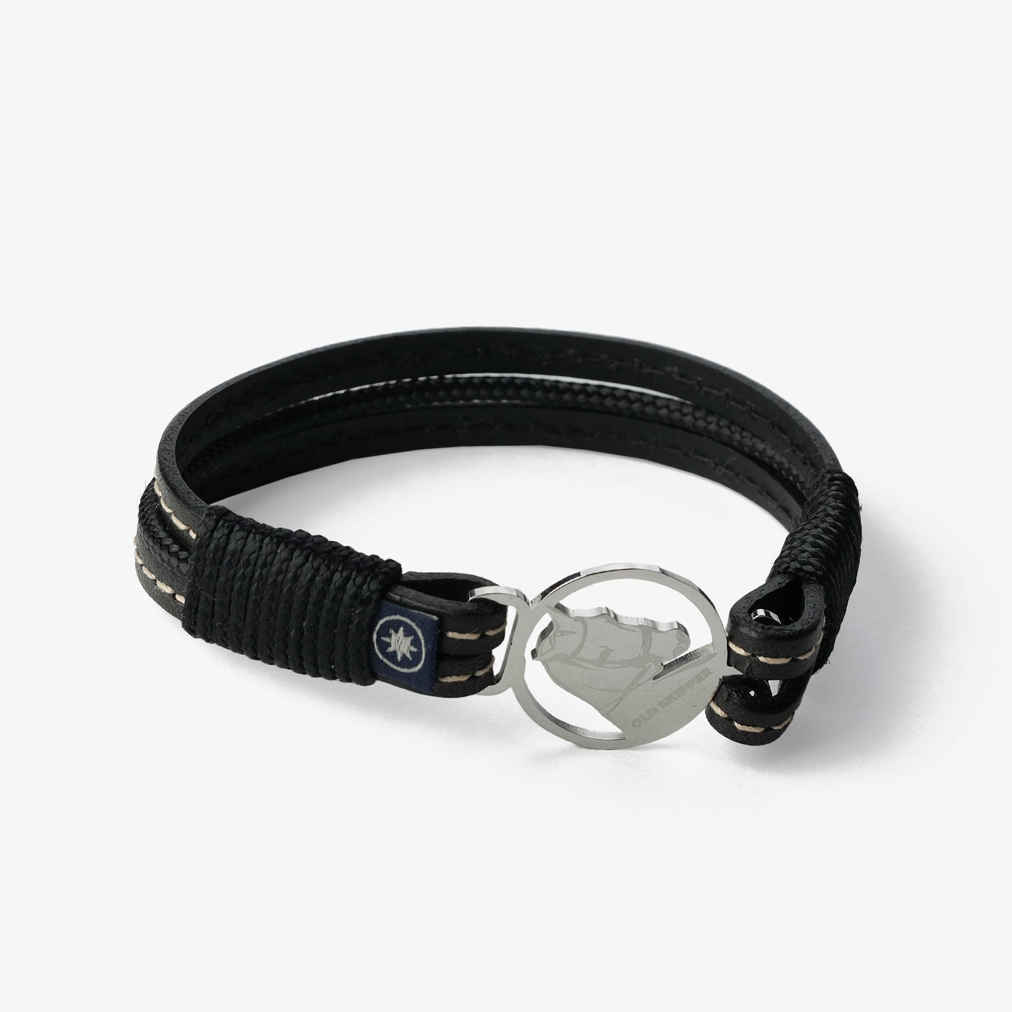 Old Skipper Midnight Noir bratara piele elice negru