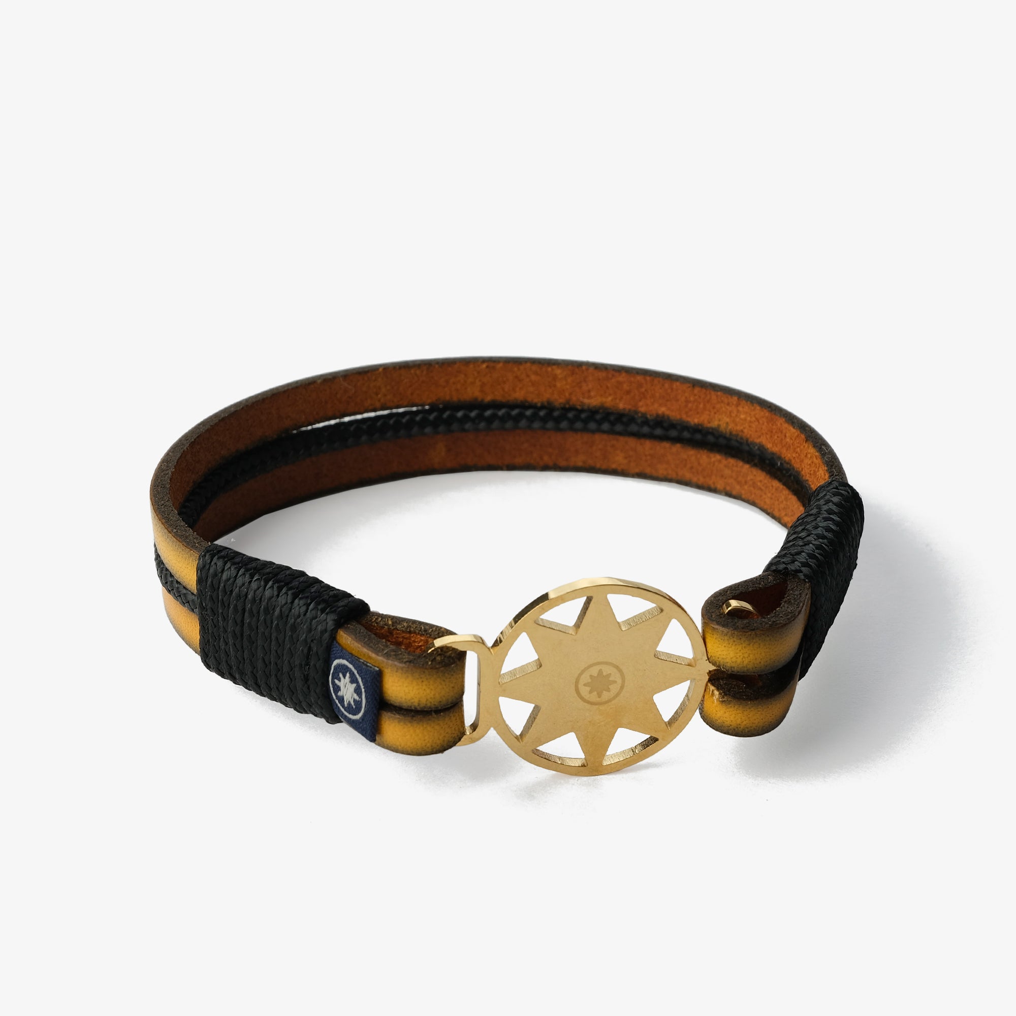 Old Skipper Royal Bee Golden bratara piele galben-negru ancora