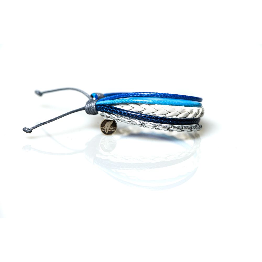 CrisFeather Icy Blue brățară piele albastru-argintiu