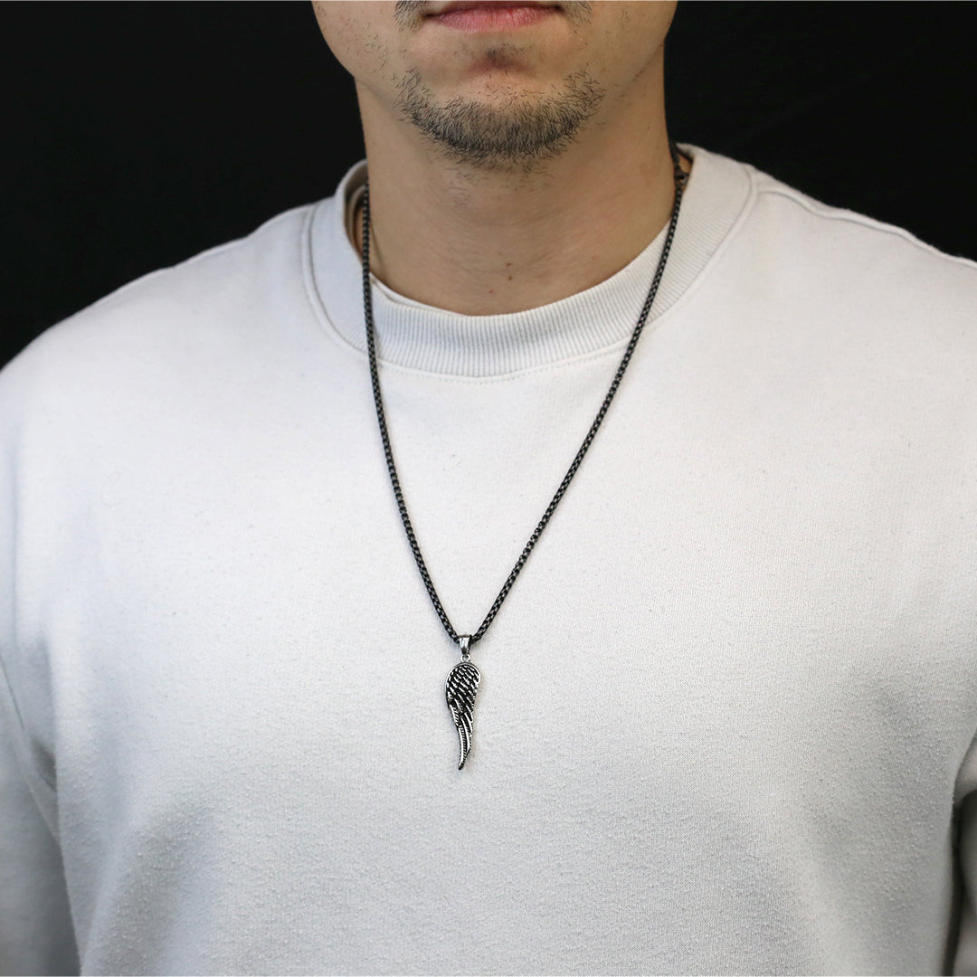 Frank 1967 Wing Pendant colier otel cu aripa