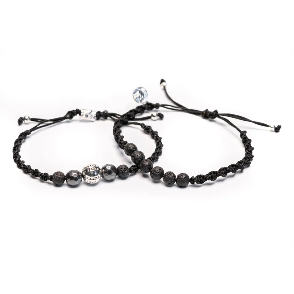 CrisFeather Aeson&Lava set brățări lavă reglabil