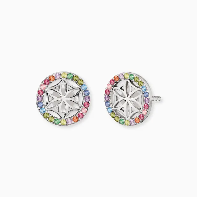 Cercei Engelsrufer Lebensblume argint zirconia multicolor