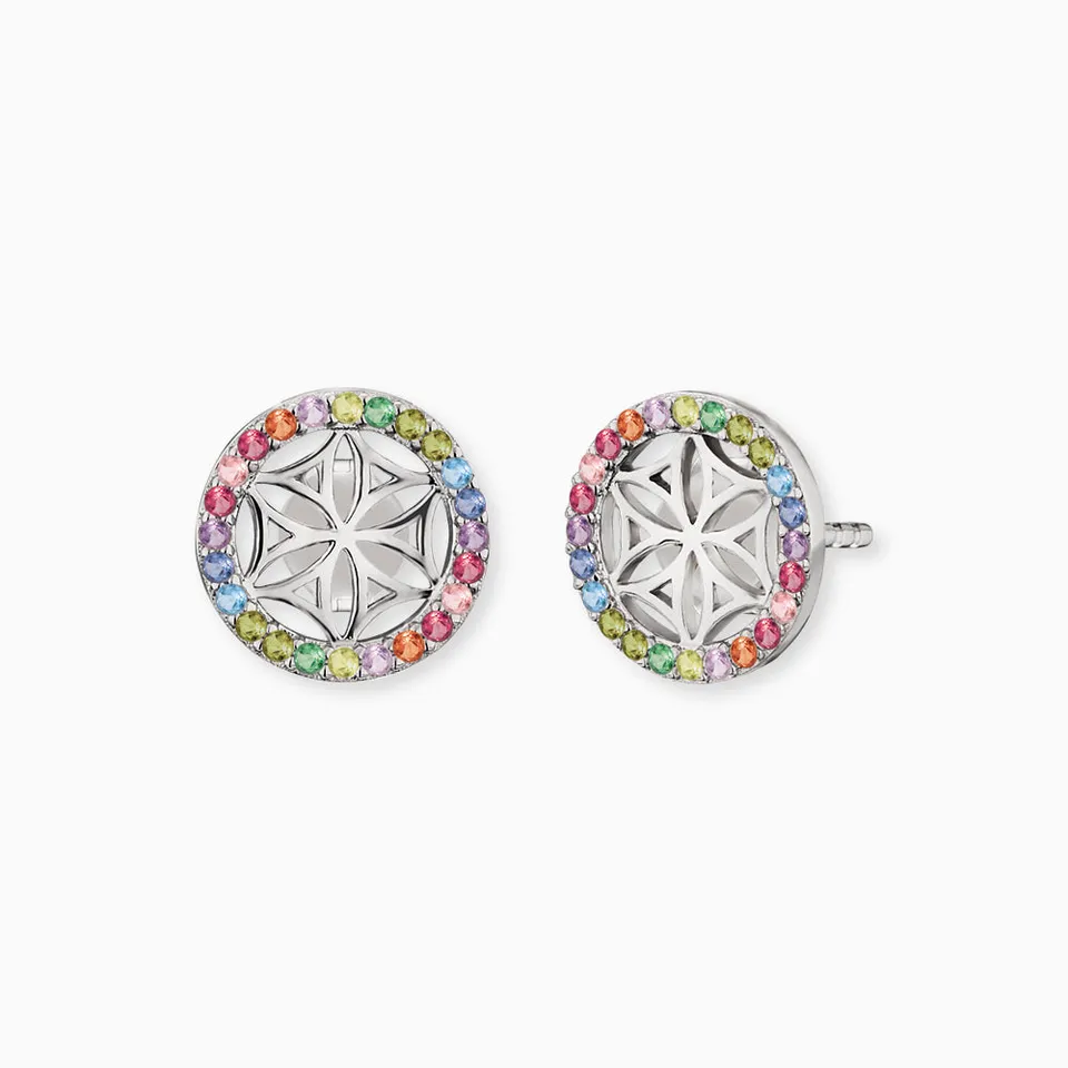 Cercei Engelsrufer Lebensblume argint zirconia multicolor