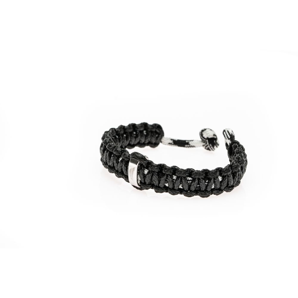 CrisFeather Black Knot brățară paracord negru-alb