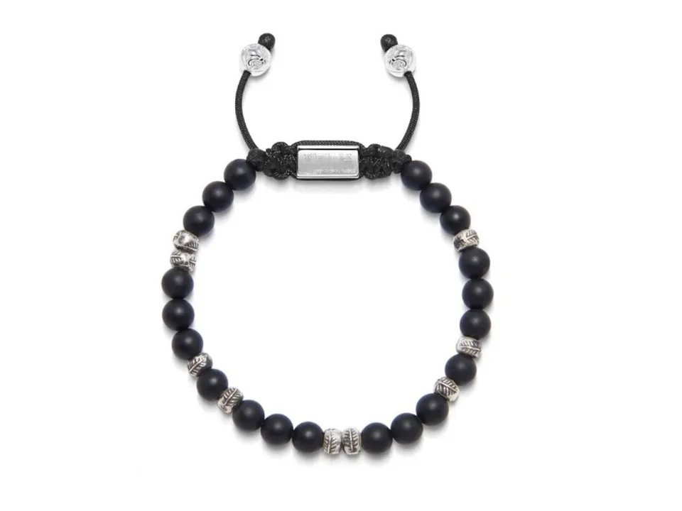 Dualstax Bratara Onix Negru Mat 6mm Argint