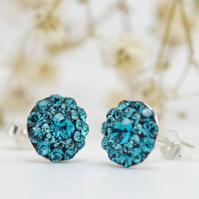 Margeluta.dincristal Chaton Ball Indicolite cercei argint 925 cu surub