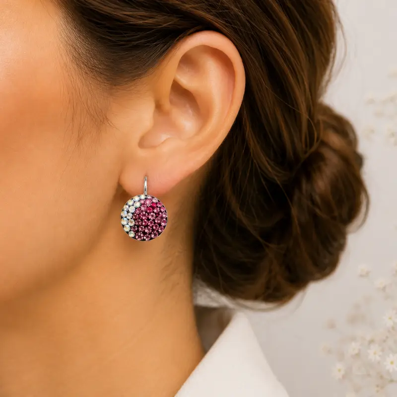 Mărgeluța din Cristal Chaton Ball Amethyst cercei argint 925
