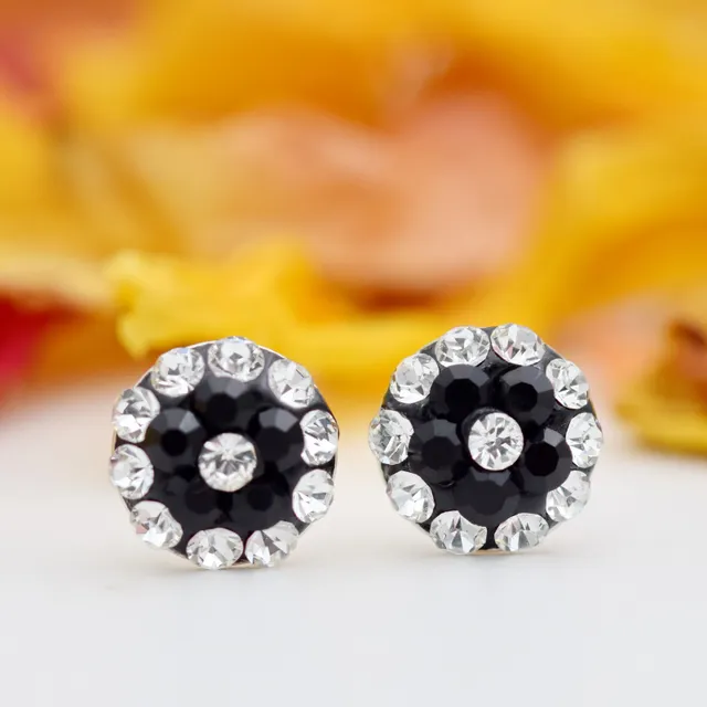 Margeluta.dincristal Mini Chaton Ball cercei argint cristal negru surub