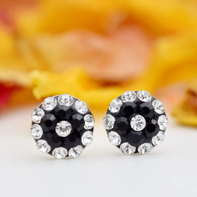 Margeluta.dincristal Mini Chaton Ball cercei argint cristal negru surub