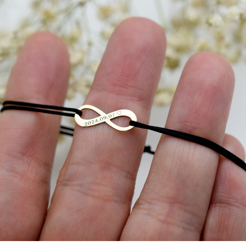 Mărgeluța din cristal Infinit brățară aur 14K personalizată reglabilă