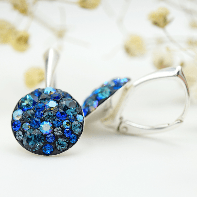Margeluta.dincristal Chaton Regal Blue cercei argint