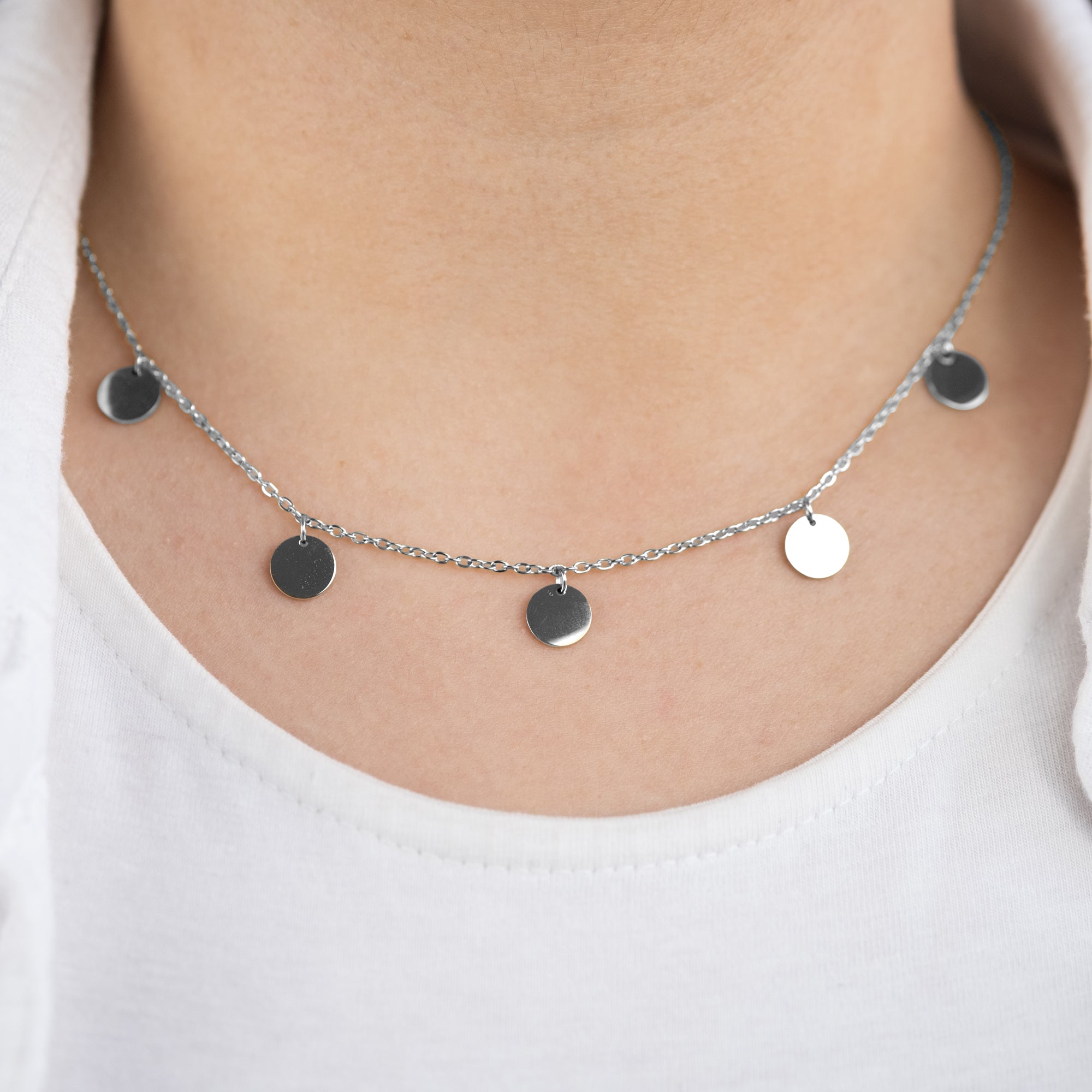 MySteel Happy Soul colier otel placute argintiu