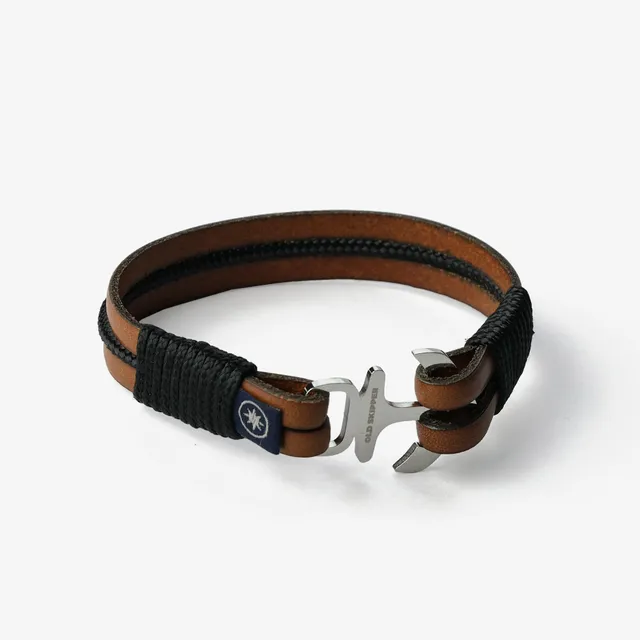 Old Skipper Seafarer Brown brățară piele maro ancoră