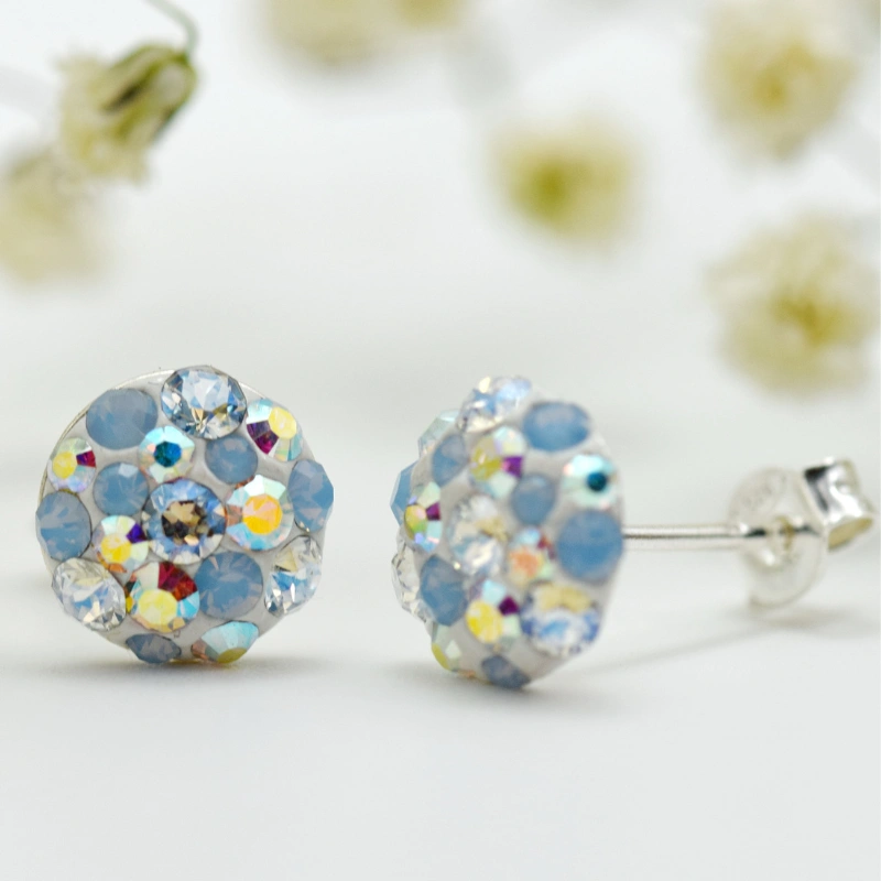 Mărgeluța Mini Chaton Ball Blue Opal cercei argint cu șurub