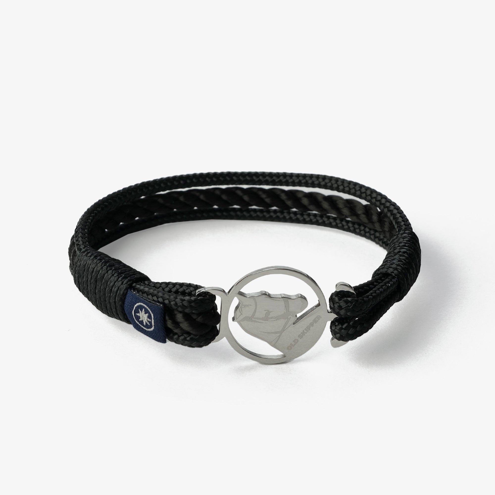Old Skipper Midnight Onyx brățară ancoră neagră funie