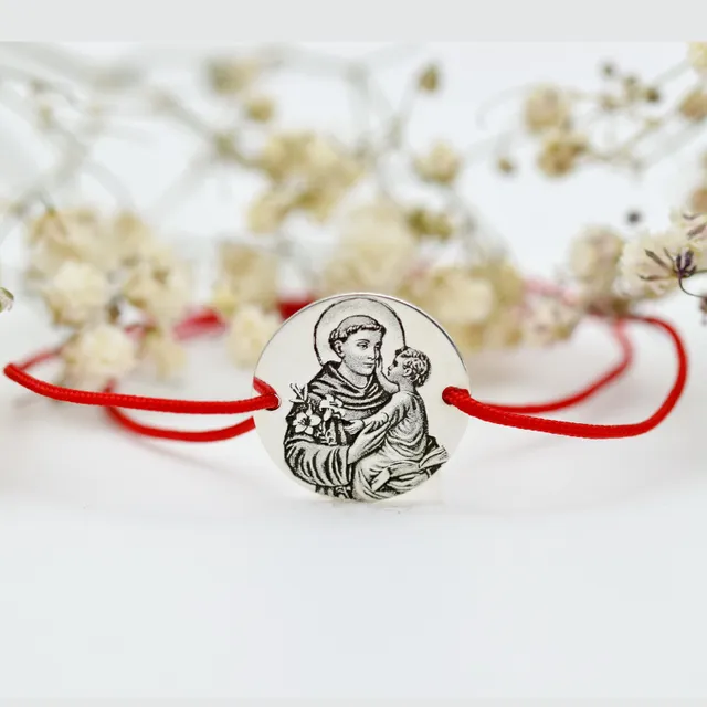 Margeluta.dincristal brățară bănuț Sfântul Anton argint 925