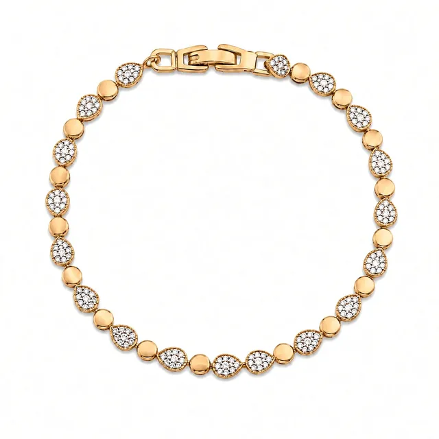 Bratara Rafini Droplet Rose Gold zirconii 17cm