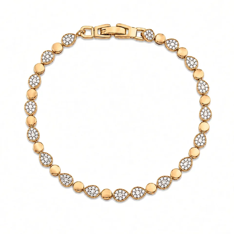 Bratara Rafini Droplet Rose Gold zirconii 17cm