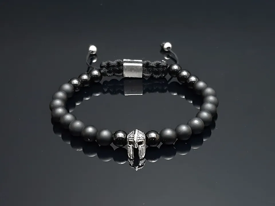 Dualstax Spartan brățară onix cască argint 925