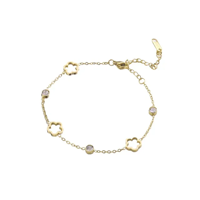 Rafini bratara cu flori aurie placata aur 18K