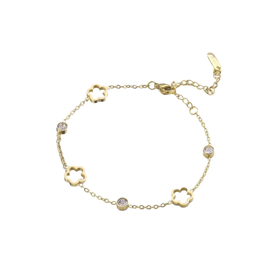 Rafini bratara cu flori aurie placata aur 18K