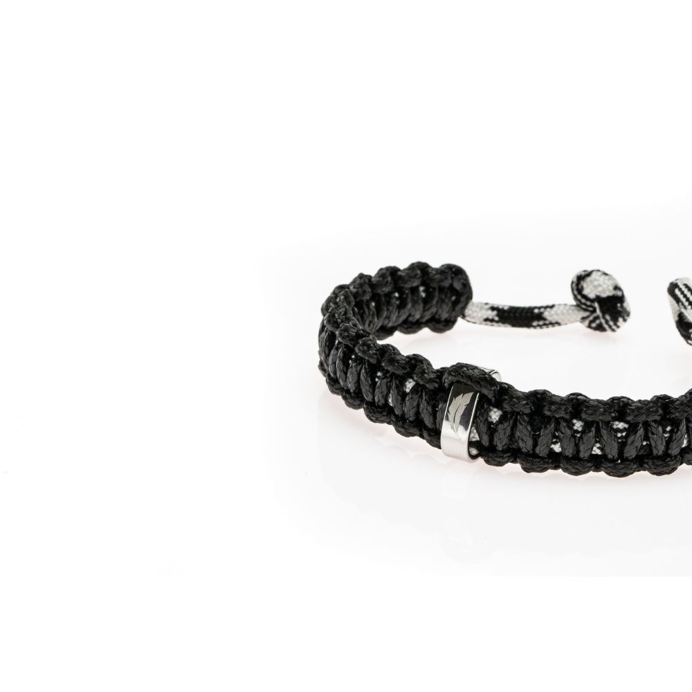 CrisFeather Black Knot brățară paracord negru-alb