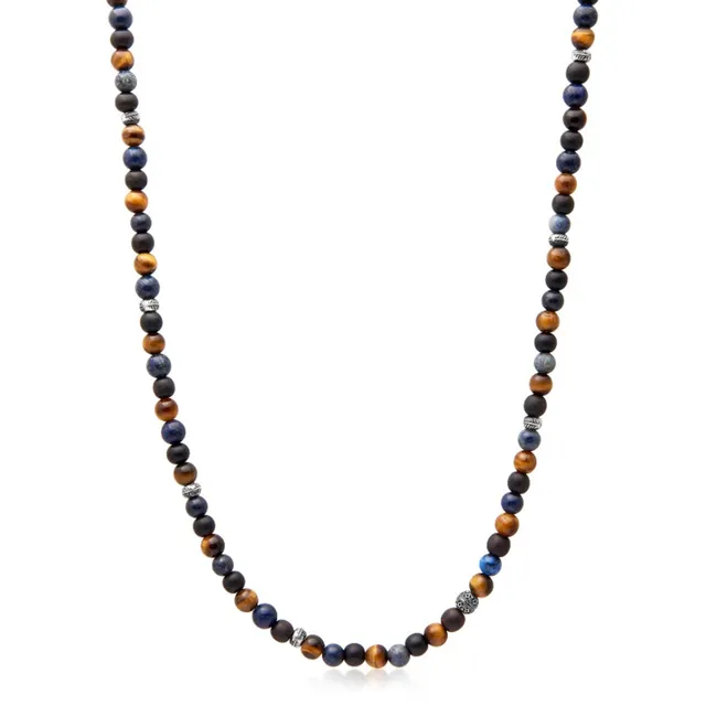 Dualstax 6mm colier barbati pietre tiger eye 50cm
