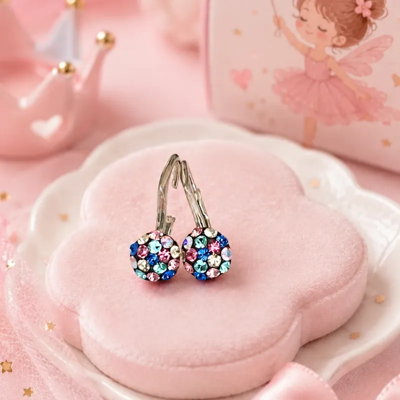 Margeluta.dincristal Mini Chaton Ball cercei fetițe argint