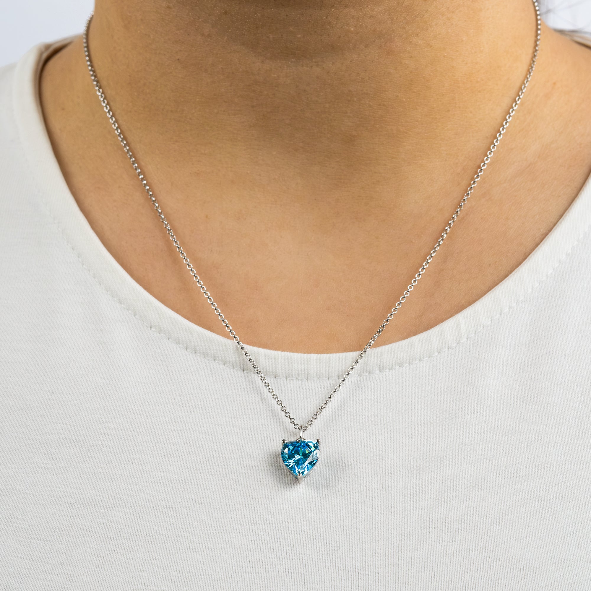 Engelsrufer Shiny Herz colier argint zirconia albastru