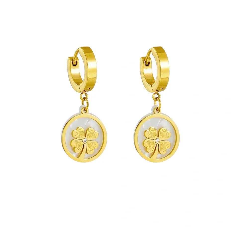 Rafini Fortune Clover cercei placat aur 18k