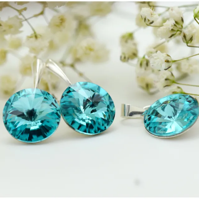Rivoli set bijuterii argint 925 cristale 14 mm